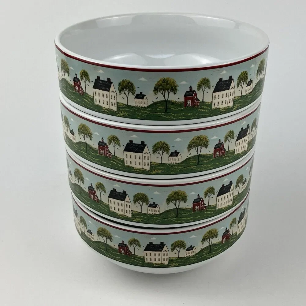 Warren Kimble Country Life Folk Brandon House Sakura Dish Set VTG